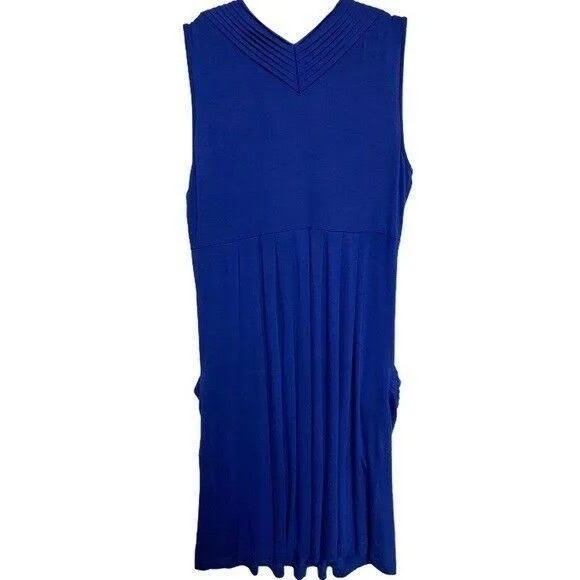 Ellen Tracy dress, royal blue, V neck with pockets - Picture 2 of 4